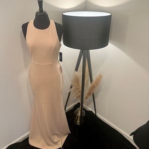 NWT Lulu’s Power of Wow Nude Backless Maxi Dress
